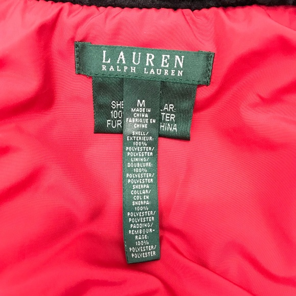 Ralph Lauren Red Black Toggle Sherpa Puffer Vest M - Picture 8 of 8